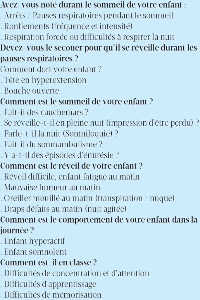 Détecter le syndrome d'apnée obstructive du sommeil chez l’enfant